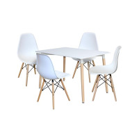 Jedálenský stôl 120x80 UNO biely + 4 stoličky UNO biele Jedálenský stôl 120x80 UNO biely + 4 stoličky UNO biele